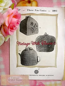 Vintage 30s Knitting Pattern Instructions For 3 Styles Of Tea Cosy - Picture 1 of 1