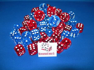 NUEVOS 12 DADOS ACRÍLICOS ROJOS Y AZULES 16MM 2 COLORES 6 DE CADA COLOR BUNCO YAHTZEE - Imagen 1 de 7