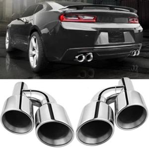 2.5" Inlet 4" Outlet H-Type Dual Wall Exhaust Tips Pipes For Chevy Camaro V6 V8 - Picture 1 of 15