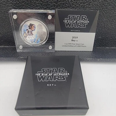 Moneda de plata fina Star Wars Rise Of Skywalker 1 OZ .999 edición limitada certificado de autenticidad NIUE Foto 1 de 4