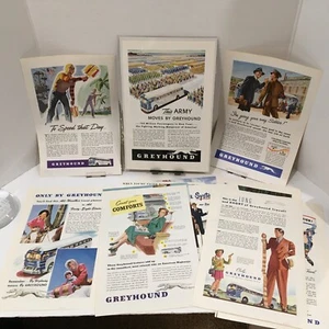 Magazine Advertising -1943-1949 Greyhound Bus Lines 12 Great Colorful Pages - Picture 1 of 10