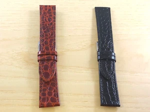 Echtleder Armband Krokodildruck Farben Braun Schwarz Schlaufe 20mm - Bild 1 von 4