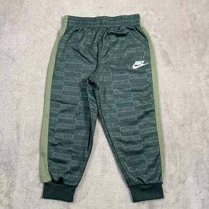 Nike Sweatpants Youth Boys Size 5 Green Joggers Just Do It Graphic Fleece Active - Picture 1 of 11