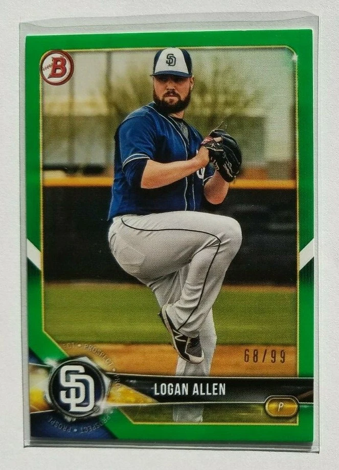 Logan Allen (San Diego Padres) 2018 Bowman Draft GREEN (only 99 made) - Image 1 of 1