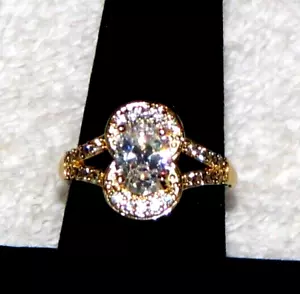 1,5ct Moissanit Ring mit Diamant Akzent auf 10K Gelbgold HGE Ring Gr.8 - Bild 1 von 7