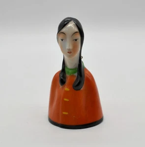 Asian Woman Bell Hand Painted Porcelain Japan 4-½” Tall Vintage G-1 - Picture 1 of 7
