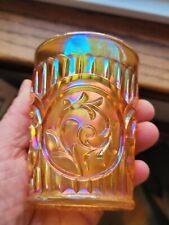 AWESOME Marigold Dugan Carnival Glass Circle Scroll Pattern Tumbler