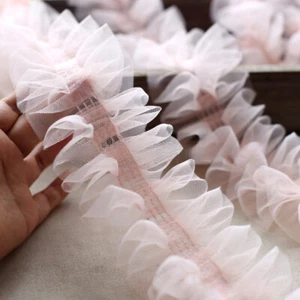 Reino Unido 5 yardas Volantes Encaje Ribete Malla Correas Tul Bordes Sólidos Hágalo Usted Mismo Vestido Costura - Imagen 1 de 9