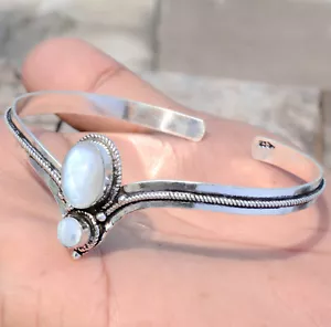 Regenbogen Mondstein Edelstein Manschette 925 Sterling Silber Handarbeit Schm... - Bild 1 von 7