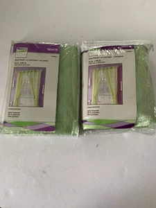 STYLE SELECTIONS Carli Lime Green Drape Curtain Panels 84L (2) - Picture 1 of 3