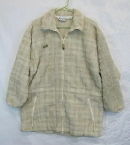 Vtg Columbia Deep High Pile Retro Fleece Jacket Mens Large L USA Made X Grid - Picture 1 of 12