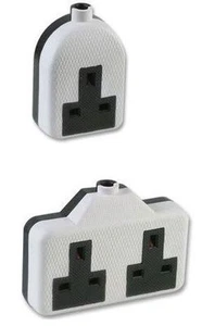 Rubber Extension Lead Socket End Single Gang Socket Twin Double Socket 13Amp - Picture 1 of 4
