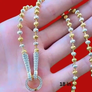 18K 20k 22K 24K Thai Baht Yellow Gold Necklace 18inch Jewelry - Picture 1 of 5