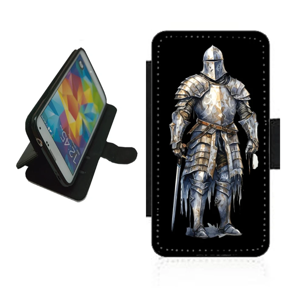Medieval Knight Phone case wallet flip cover For iPhone Samsung Pixel KNI1 - Image 1 of 4