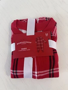 Pigiama Wondershop Baby Holiday con piedi nuovo con etichette taglia 3-6M rosso a quadri famiglia pigiama - Foto 1 di 6