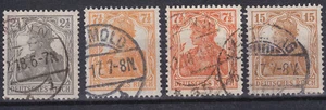 Deutschland Deutsches Reich 1916 Mi. Nr. 98,99a+b,100 Fifth Deutschland definitiv GEBRAUCHT - Bild 1 von 1