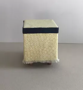 Dollhouse Miniature Table Small Round Side or End Table Yellow Navy 1:12 Scale - Picture 1 of 8