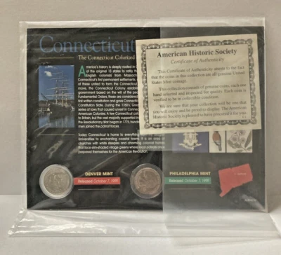 1999 American Historic Society Connecticut Colorized State Quarter Mint Set of 2 - Image 1 of 4