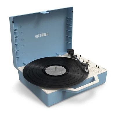 Victrola Re-Spin Light Blue Bluetooth Suitcase Record Player, Manufacture Direct - Image 1 of 4