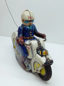 Vintage Tin Toy Police Motorcycle, Japan Usagiya Friction Excellent Cond Works - Bild 1 von 22