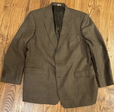 Blazer Abrigo Deportivo Brooks Brothers 346 48R Para Hombre 100% Lana Marrón Cuadros a Cuadros Foto 1 de 4