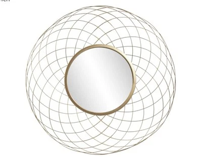 Howard Elliott 38” Round Wall Mirror Bright Gold Spirograph Design Accent Vanity - Изображение 1 из 4