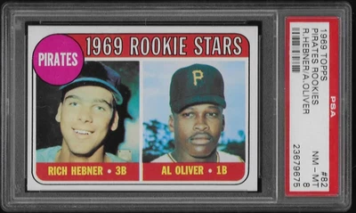 1969 Topps Baseball Cards #82 Pirates Rookies Hebner Oliver PSA 8 NM-MT - Image 1 of 4