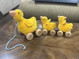 Rich Frog Pull Toy 3 Yellow Ducks ducklings 15" mama and babies Plush Stuffed - Picture 1 of 10