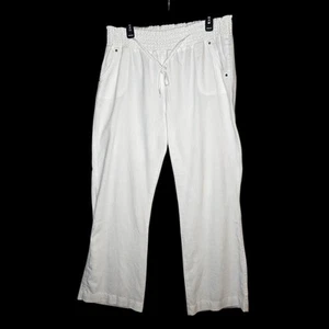Ci Sono Women's Linen Blend White Long Pants XL Resort Wear Boho - Picture 1 of 10