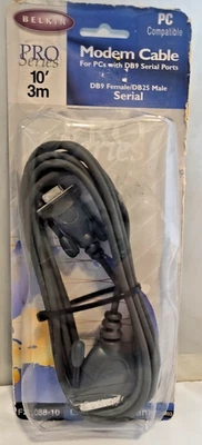 Belkin Pro Series 10' 3m PC Modem Cable DB9Female/DB25 Male  Serial Ports F2L088 - Image 1 of 4