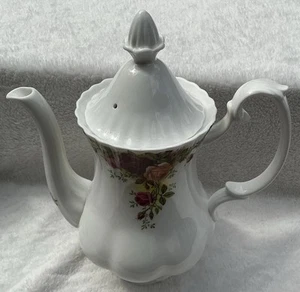Royal Albert Old Country Roses Kaffeekanne 9" hoch inklusive schlichtem weißem Deckel - Bild 1 von 11