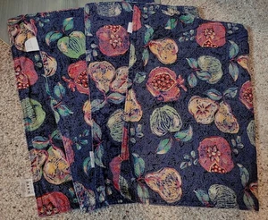 Pottery Barn Fruit Placemats Set of 4 Blue Art Cotton Table 18×13 - Picture 1 of 6