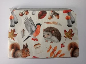 Handmade Scrubbies Lined Organic Cotton Fabric Zippy Coin Purse: Woodland Design - Picture 1 of 3