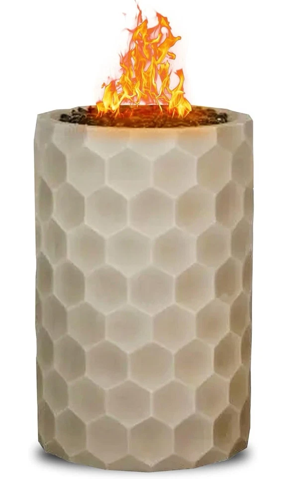 Four Seasons Courtyard LP Gas Fire Column, Honeycomb Pattern, 18”, With Cover.