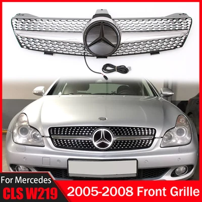 Grill W/LED Emblem For Mercedes Benz 2005-2008 W219 CLS350 CLS550 CLS500 Foto 1 de 4