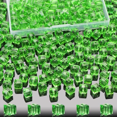 100 Pcs 6Mm Cube Crystal Glass Beads for Jewelry Making, Square Crystal Beads wi - Image 1 of 4