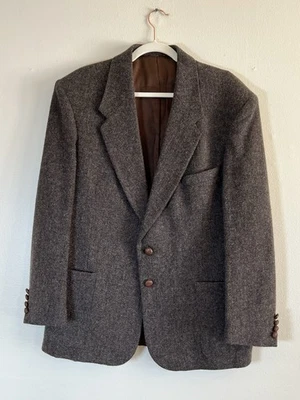 John Henry Sport Coat Men’s 44R Pure Wool Vintage Lined Jacket Brown - Image 1 of 4