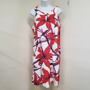 Signature By Sangria Dress Womens Size 12 Sleveless Tropical Pink & Purple White - Picture 1 of 18