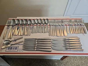 67 Stück-Oneida USA "Satin Akzent" Edelstahl Besteck Set  - Bild 1 von 24