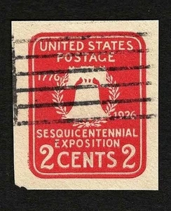 US 1926 #U522 Carmine 2c Liberty Bell Sesquicentennial Cut Square Used - Picture 1 of 4