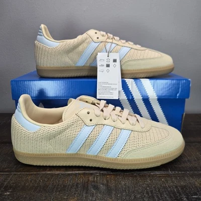 阿迪达斯 Samba OG 女式 8.5 码休闲生活方式鞋 JR8168 蓝色沙色 — 第 1/4 张图片