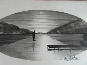 ANDRE GUBET ou GULET ? : LAC DE GERARDMER dessin à l'encre de Chine VERS 1935 - Picture 1 of 1