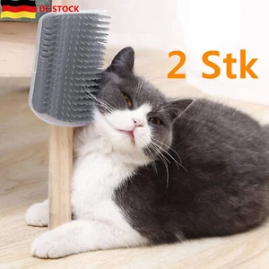 2x Katze Selbst Groomer Katzenbürste Wand,Katze Ecke Massage Bürste Katzenminze - Bild 1 von 1