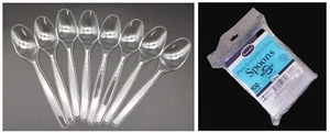 200x Clear Plastic Spoons Cutlery Heavy Duty Reusable Tableware Catering Picnic - Picture 1 of 3