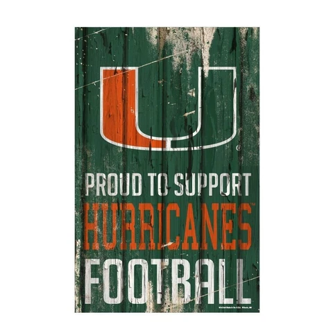 Miami Hurricanes 11"x17" Proud to Support Wood Sign [NEW] NCAA Banner Wall Cover