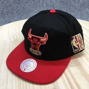 Chicago Bulls Mitchell & Ness Snapback Hat Mens Black OS Adjustable Flat Brim - Picture 1 of 17