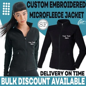 Personalised Embroidered Womens Microfleece Jacket Modern Fit Sporty Panels - Picture 1 of 3