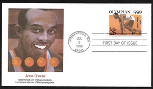JESSE OWENS OLYMPIC TRACK LEGEND FLEETWOOD CACHET CACHET FDC 1990 UNADDR - Picture 1 of 1