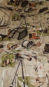Fishing/Horses/Ships/Deer Etc Fabric Remnant Piece 2.5 Yards Long X 32" Wide - Picture 1 of 9