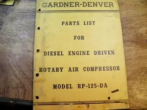 GARDNER DENVER RP125DA PARTS LIST - Picture 1 of 5